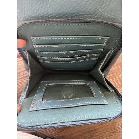 Fossil turquoise crossover leather bag purse hobo y2k vintage shoulder blue - Picture 3 of 11